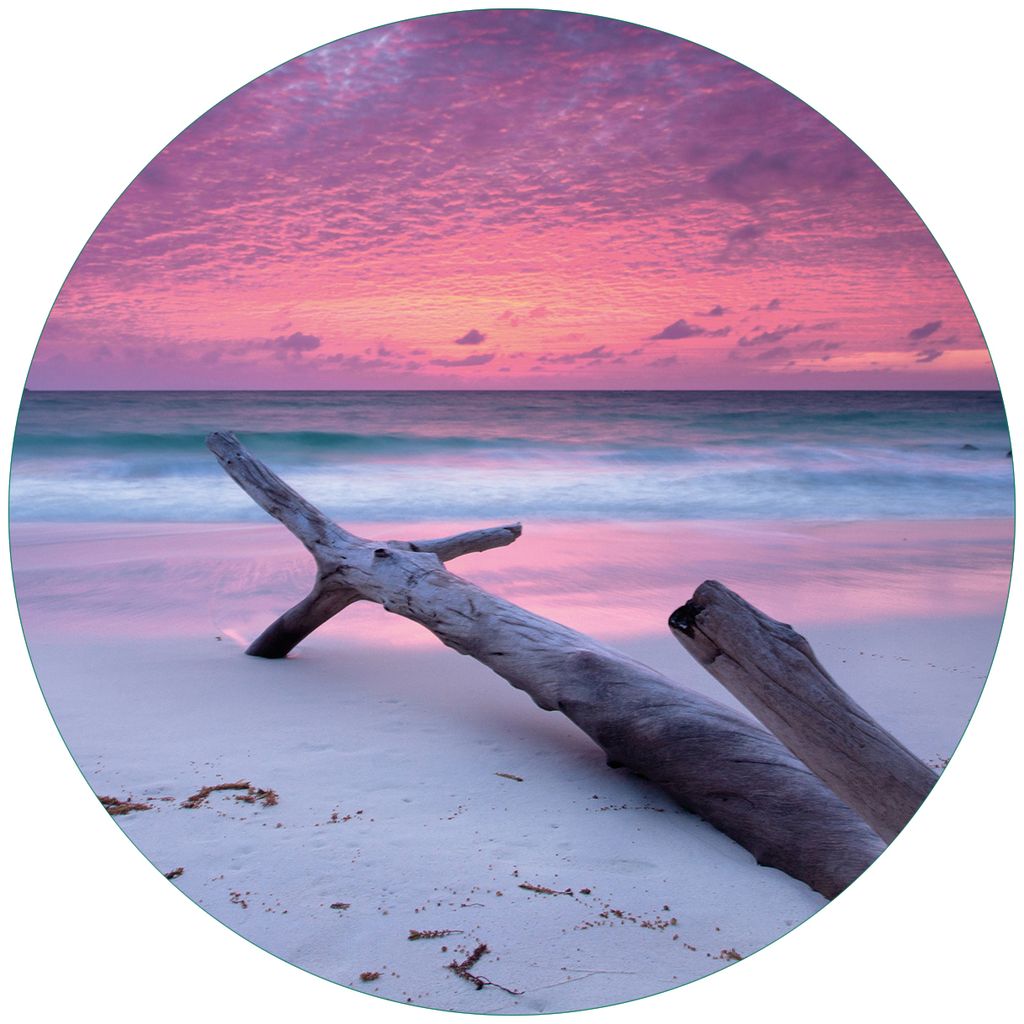 Wallario Premium Glasbild, freischwebende Optik, kräftige Farben, rund 50cm Durchmesser, Motiv Abendhimmel bei Sonnenuntergang