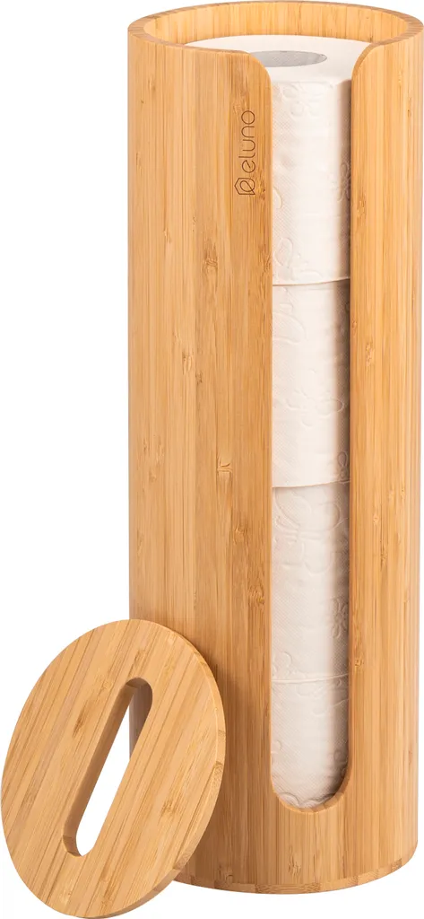 eluno Porta Rotoli Carta Igienica in Bambù - Supporto 4 Rotoli Design