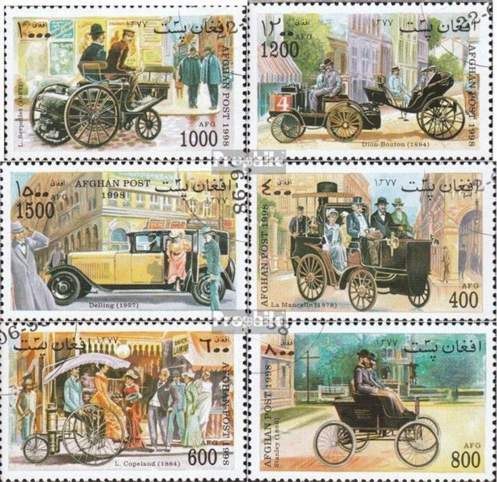 Briefmarken Afghanistan 1998 Mi 1791-1796 (kompl.Ausg.) gestempelt Alte Automobile