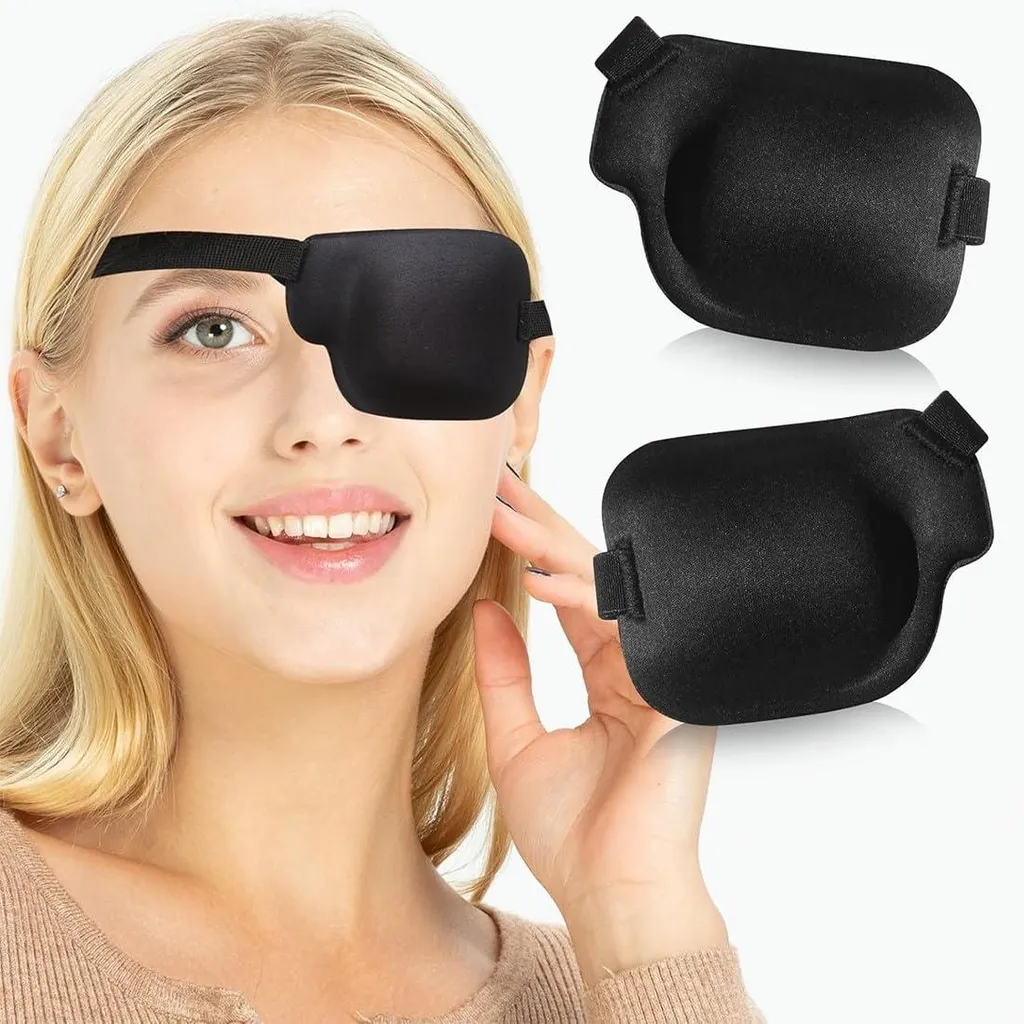 Cache-œil tridimensionnel réglable, masque oculaire confort lot de 2 noir