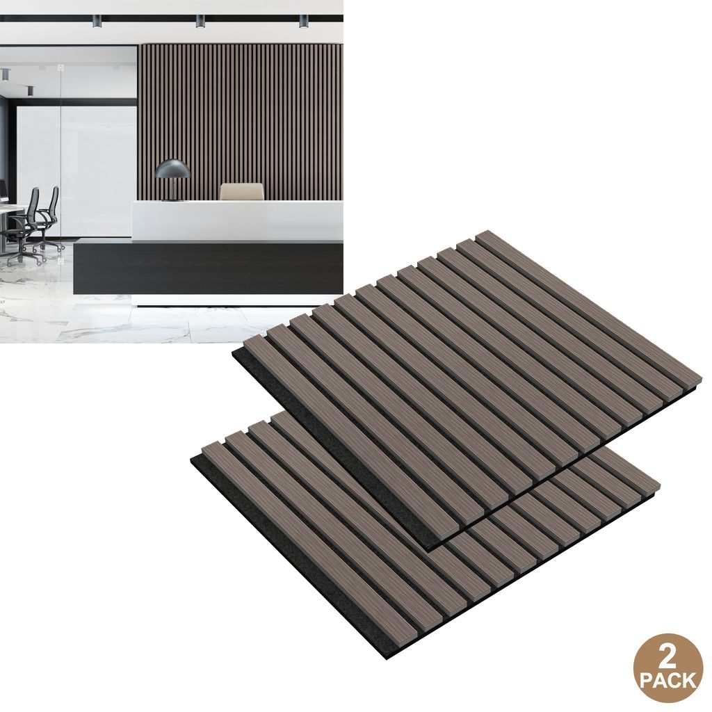 LZQ Akustikpaneele 2er-Set Holz-Furnier Akustische Wandpaneele 60 x 60 cm Wandverkleidung Zuschneidbare Lamellenverkleidung Holz-Akustikplatten fü...