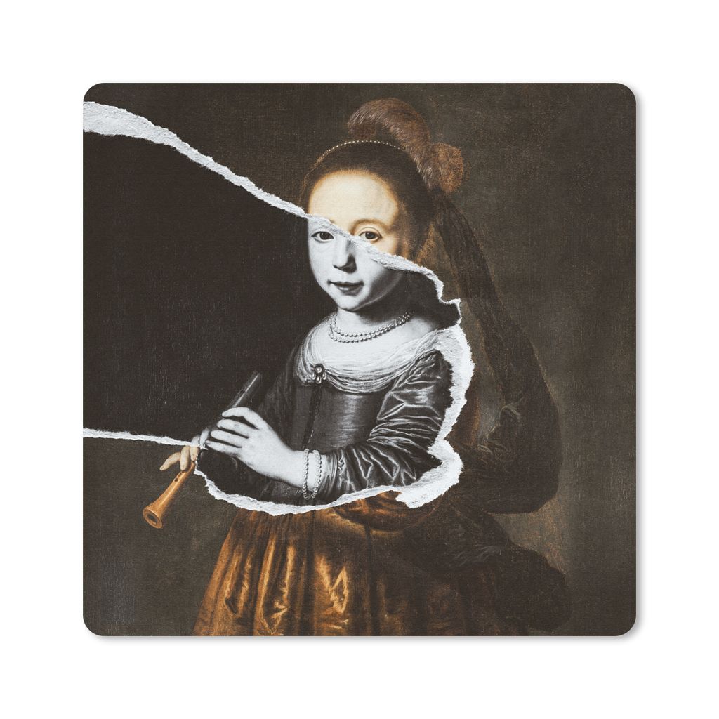 MuchoWow Mauspad Mousepad Elizabeth Spiegel - Dirck Dircksz Santvoort - Kunst 30x30 cm - Mousepads - Maus Mat - Pad - Mausunterlage - Gaming