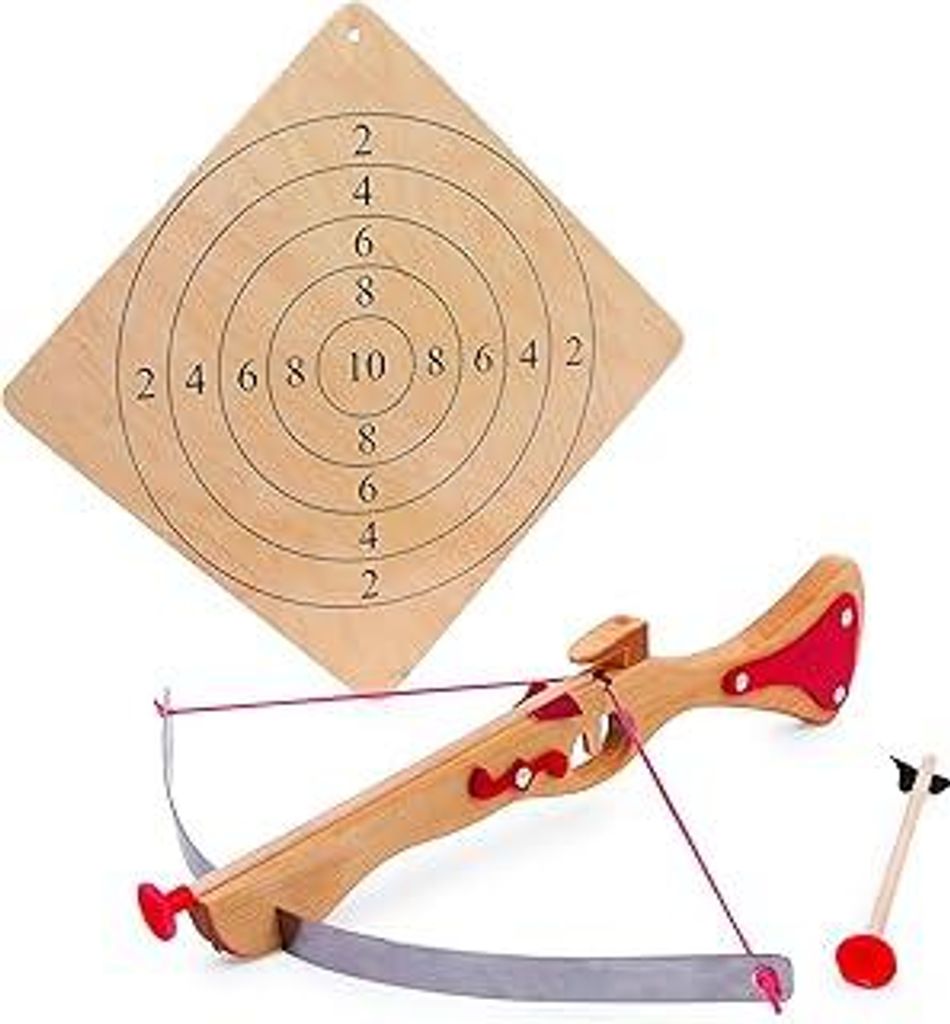 small foot Sportarmbrust aus Holz, Zielscheibe und zwei Pfeilen mit Gummikappen, Spielspaß ganz ohne Bedenken 5035