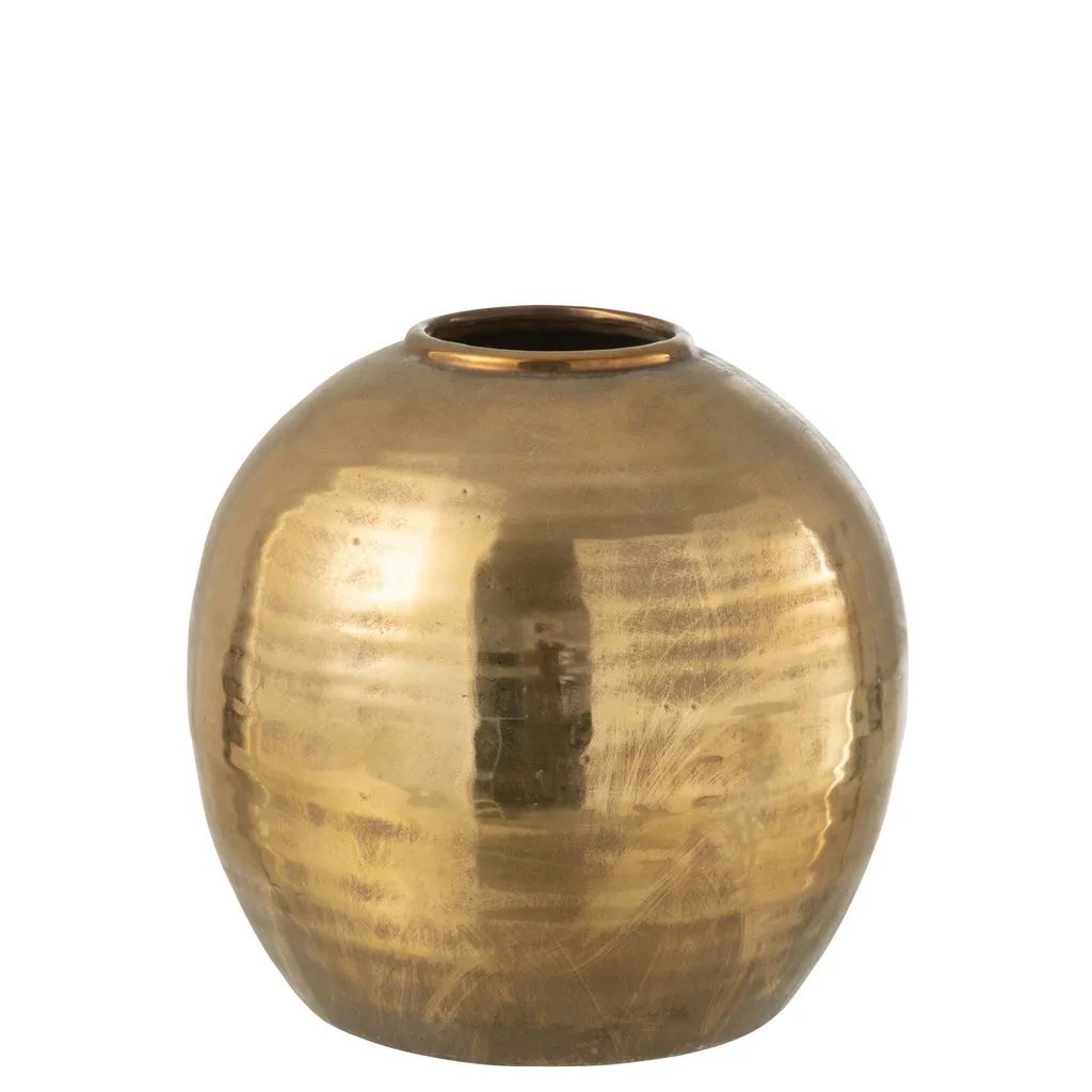 Vase décoratif design en métal doré Arya J-Line pour table de salon chic