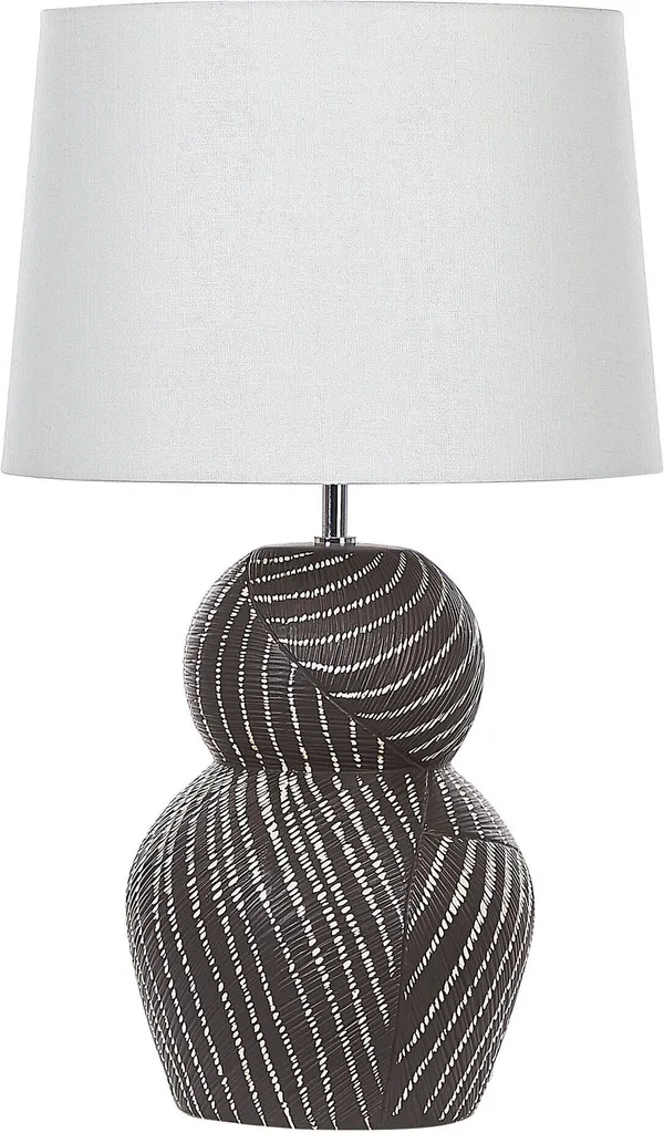 Lampe de table en céramique noire 63 cm Beliani avec abat-jour blanc