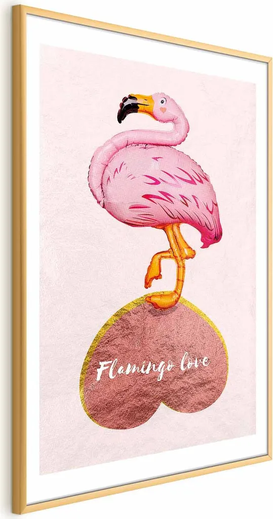Quadro Fenicotteri Innamorati 40x60 con Cornice Oro | Decorazione
