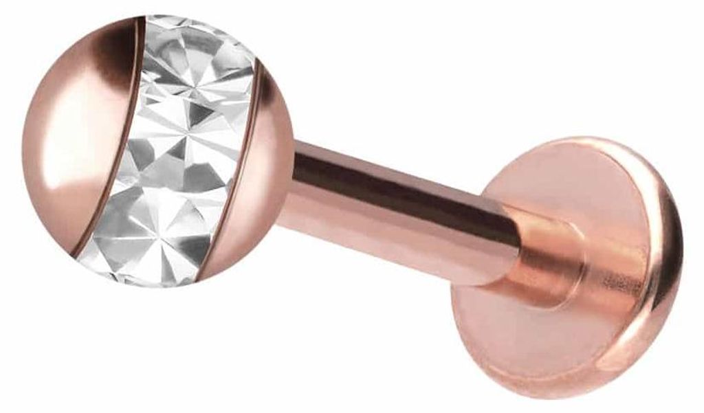 Ohrpiercing, Nasenpiercing Chirurgenstahl Labret EPOXY-RING-KUGEL RoséGold Stablänge: 11mm + Stabstärke: 1,6mm + Kugelgröße: 4mm