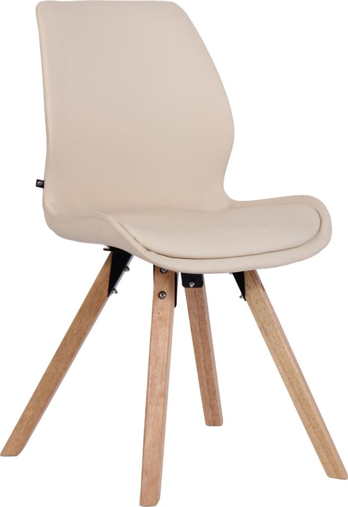 In And OutdoorMatch Stuhl Jeff – Creme – Esszimmerstuhl – Kunstleder und Buchenholz – Hochwertige Polsterung – Dekorativer Stuhl – Stil...