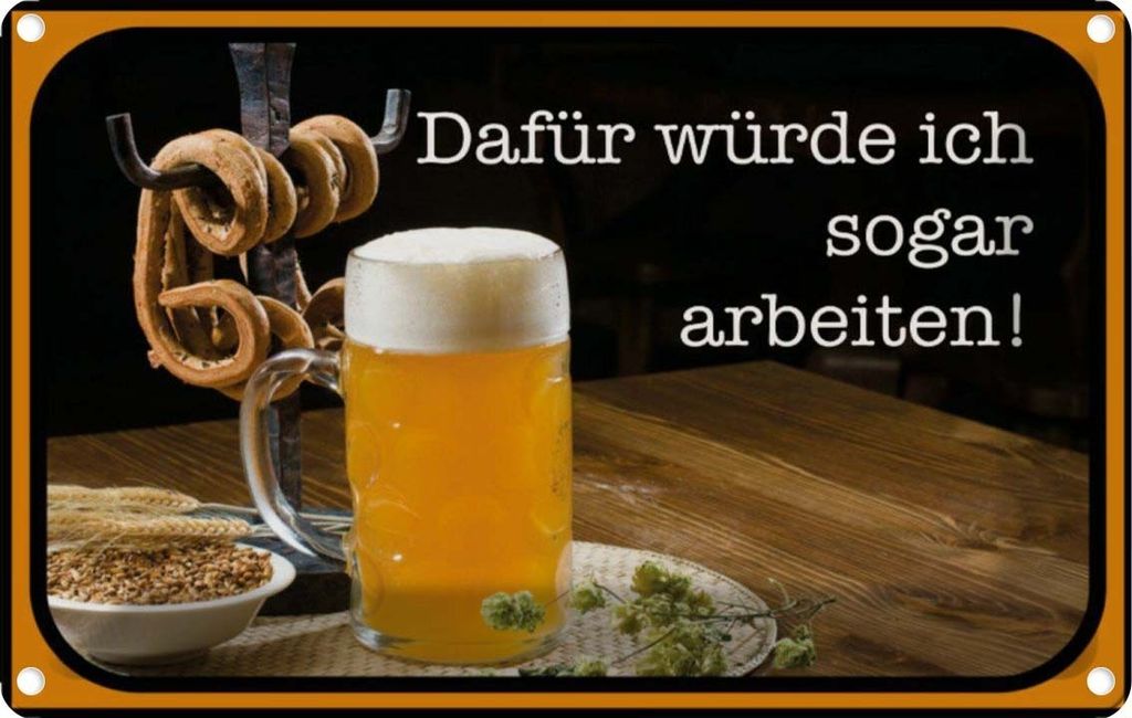 vianmo Blechschild 20x30 cm Bier dafür würde ich arbeiten Essen Trinken