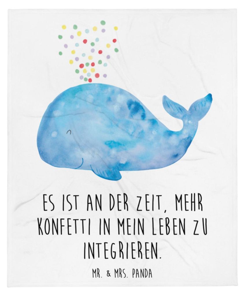 Mr. & Mrs. Panda Bettdecke Wal Konfetti - Weiß - Geschenk, Tagesdecke, Kuscheldecke, Geburtstag, Decke, Meer, Sofaüberwurf, Warme, Abnehmen, Tren...