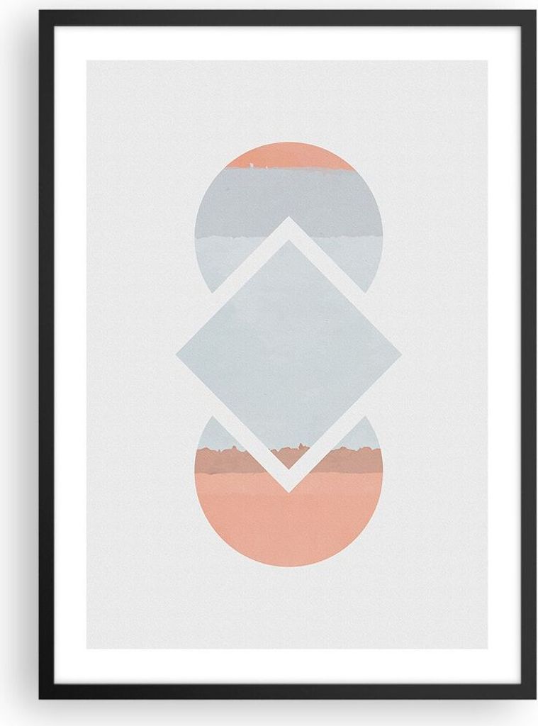 Gerahmtes Poster - Schwarzer Rahmen - Stück Geometrisch Diamant - 50x70 cm - Wand Bild - Wanddeko - Wandbilder - Kunstposter - Wandposter - Bilder...