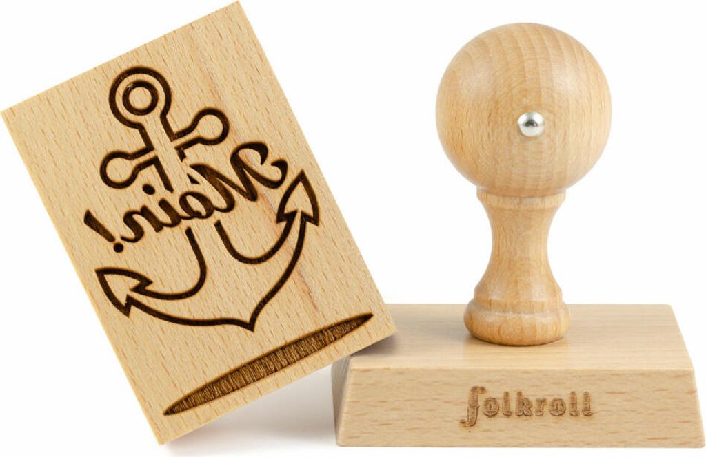 Folkroll Motiv-Keksstempel Moin, 70x50 mm, Cookiestempel, Backstempel, Keks, Stempel, Buchenholz, 231174