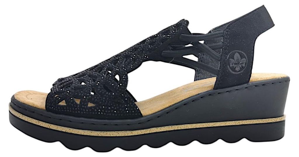 Rieker  Damenschuhe Sandalette Schwarz Freizeit Productafbeelding 