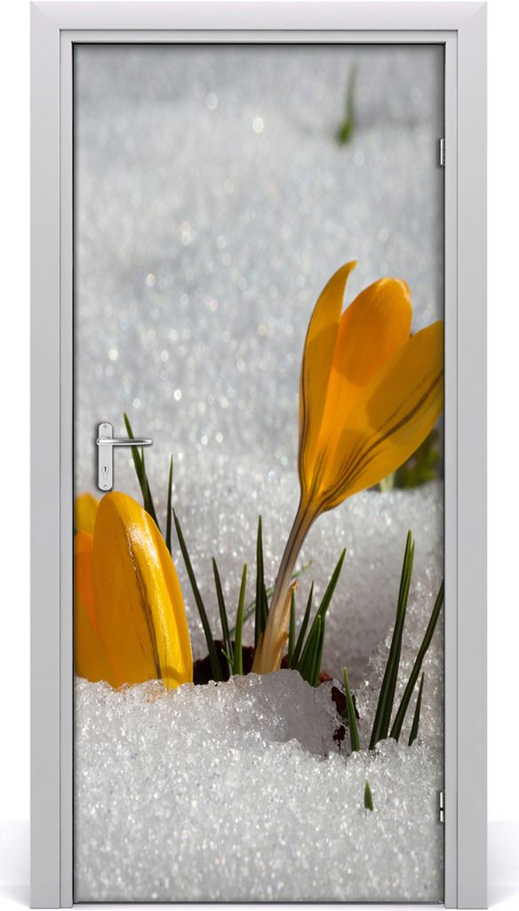 Tulup Türaufkleber 95x205 cm Dekorative Aufkleber Selbstklebend Wasserdichte Tapete Abnehmbar Schlafzimmer Wohnzimmer Wohnkultur - gelbe Krokusse