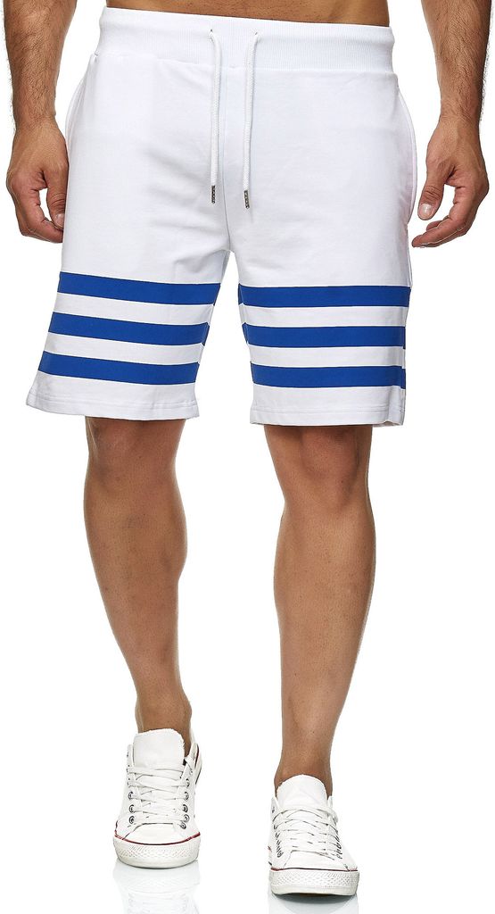 Red Bridge Herren Short Kurze Hose Capri Sweatpants Jogginghose Striped Weiß S