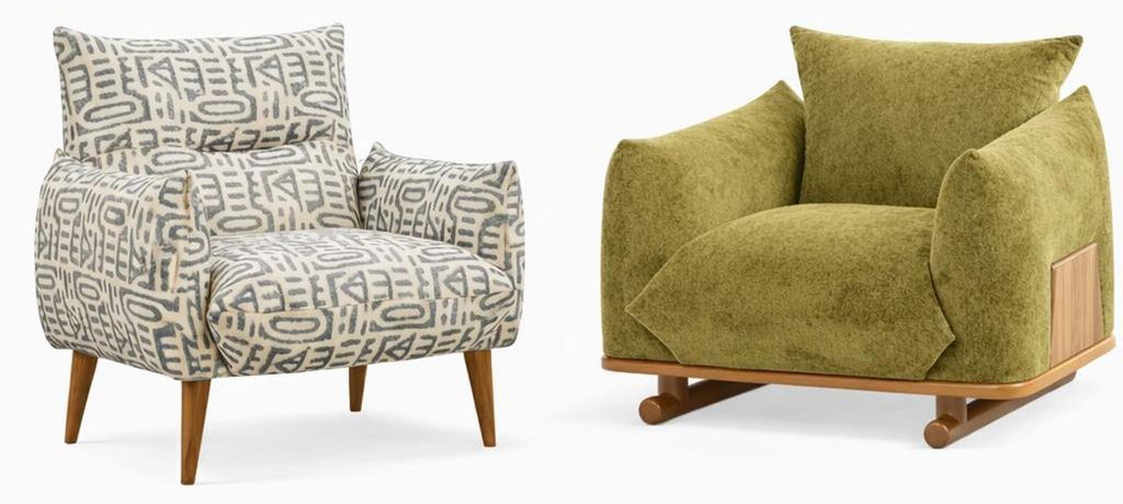 Stilvolles Sessel-Set Grüner Stoffsessel Weißer Relaxsessel 2tlg