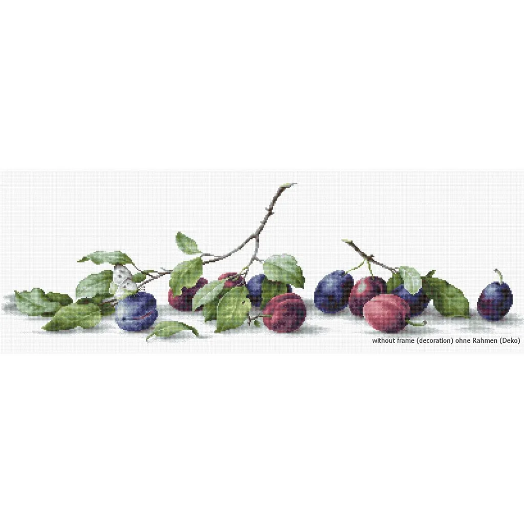 Canevas Point de Croix Prunes Luca-S pour Décoration Cuisine Murale
