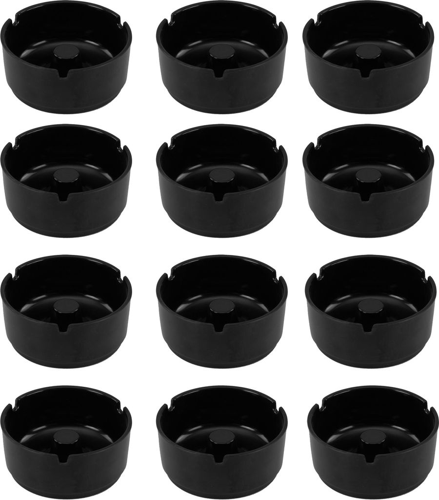 12x Aschenbecher aus Melamin schwarz in 10 cm Durchmesser