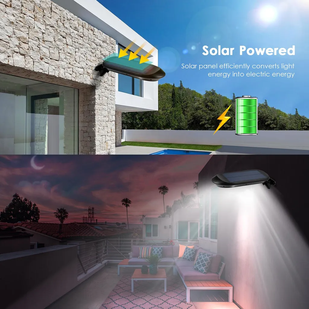 Lampe Solaire LED Extérieure avec Angle Réglable et Éclairage Blanc Chaud