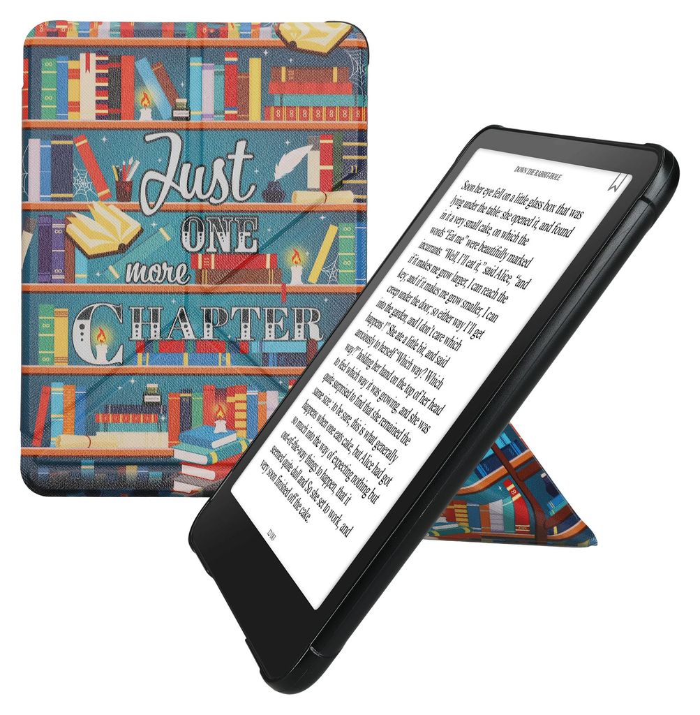 kwmobile Kunstleder eReader Schutzhülle für Amazon Kindle Paperwhite (2024)/Colorsoft Hülle - Falt Cover für E-Reader in Mehrfarbig - Bibliothe...