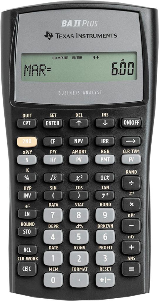 TEXAS INSTRUMENTS Finanzrechner TI-BA II Plus Batteriebetrieb schwarz