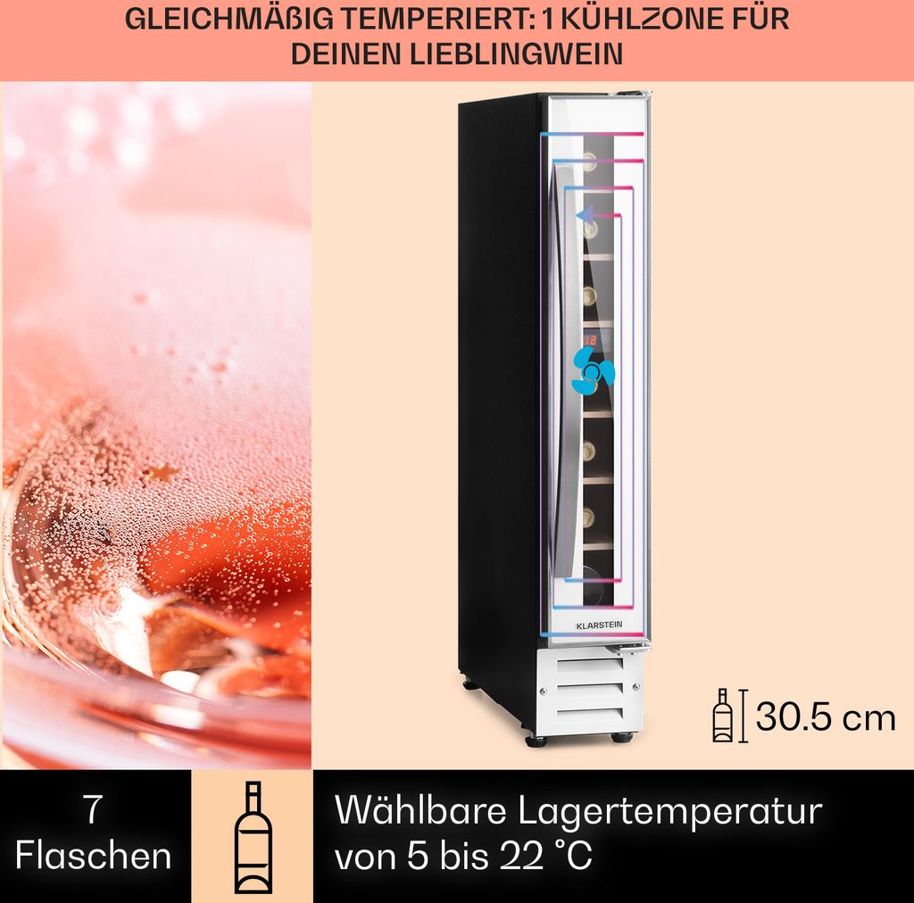 Klarstein Weinkühlschrank, 1 Zonen Getränkekühlschrank, Produktbild 3