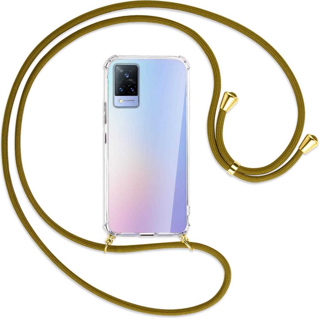 Handykette Backcover-Schutzhülle mit Band (Metall goldfarben) für vivo V21 4G (V2066) / 5G (V2050) - khaki