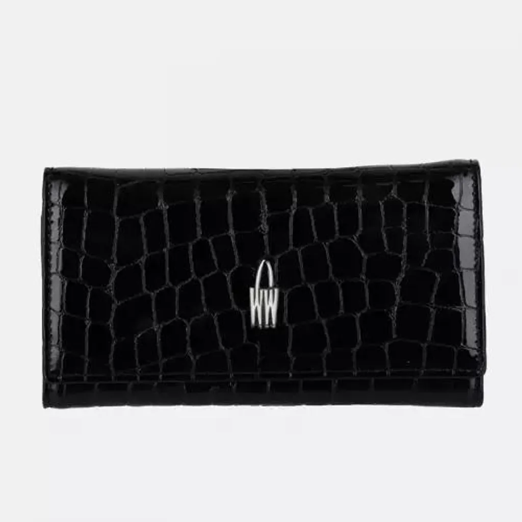 Rangez tout avec style : Portefeuille ELANA noir cuir verni anti-rayure