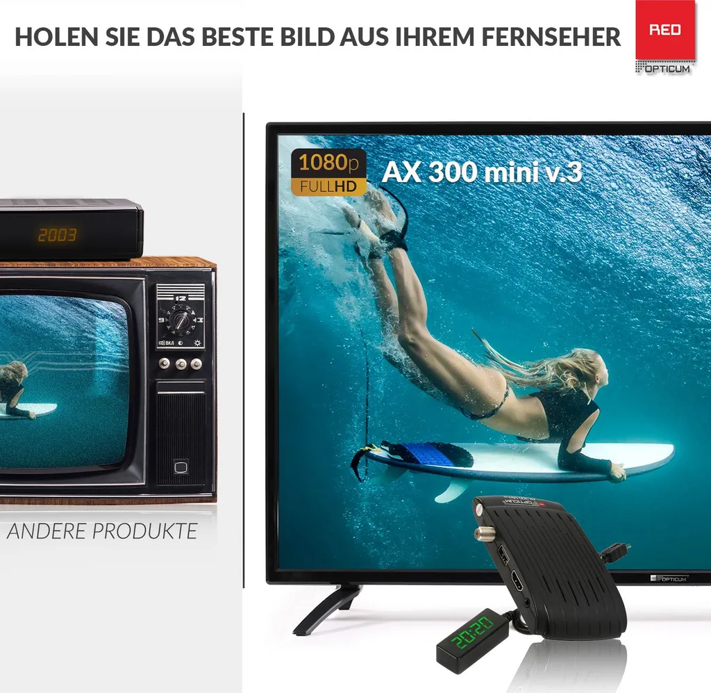 Décodeur Satellite Numérique HD AX 300 mini V3 - Format Compact Invisible - 7