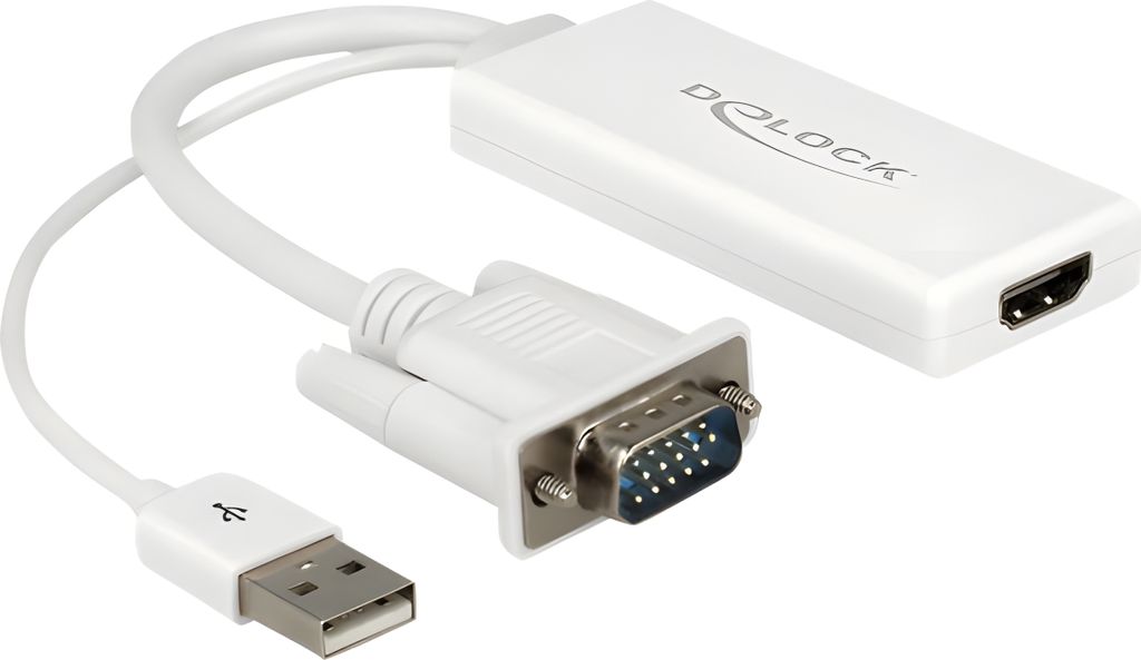 DELOCK VGA Adapter Sub15 + USB -> HDMI St/St/Bu