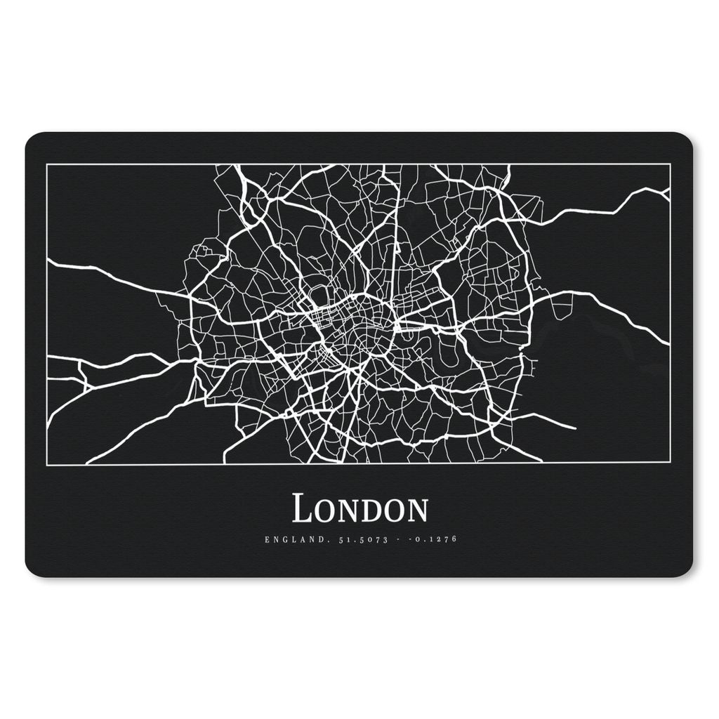 MuchoWow Schreibtischunterlage Karte - Stadtplan - London 60x40 cm - XXL Mauspad - Großes Mauspad