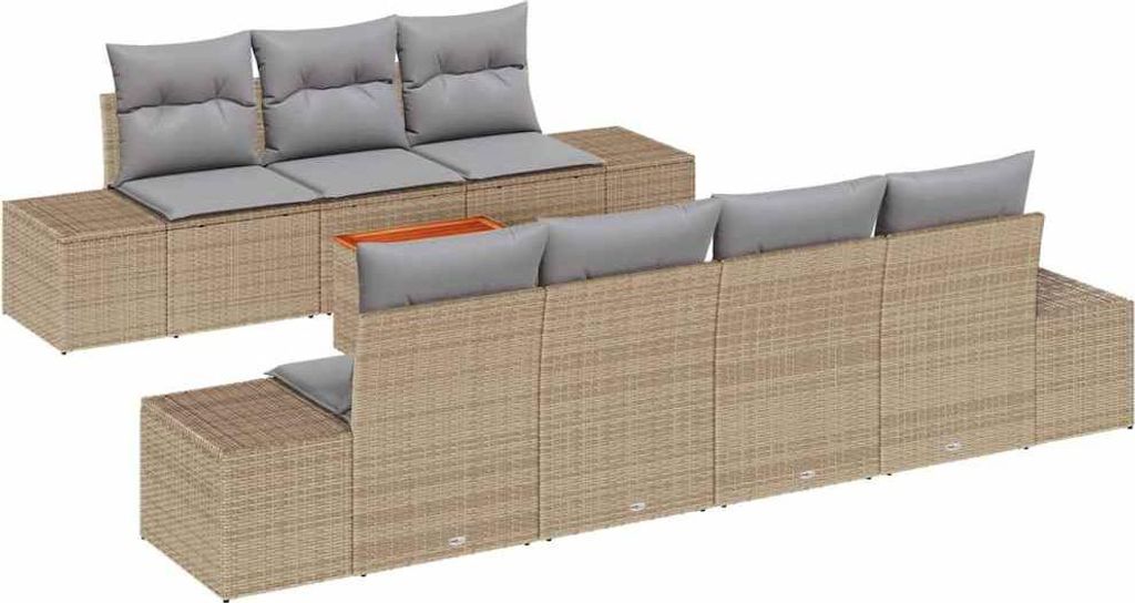 vidaXL Gartensofa-set 8 pcs Beige und Hellgrau Poly-Rattan