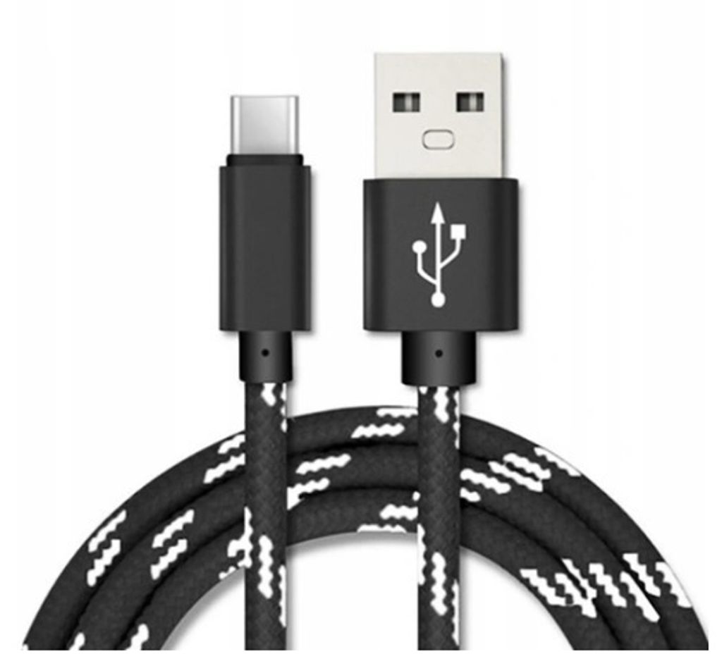 USB-A auf USB-C Kabel 2m – Ladekabel Datenkabel – Robuste Nylon-Ummantelung – Schwarz