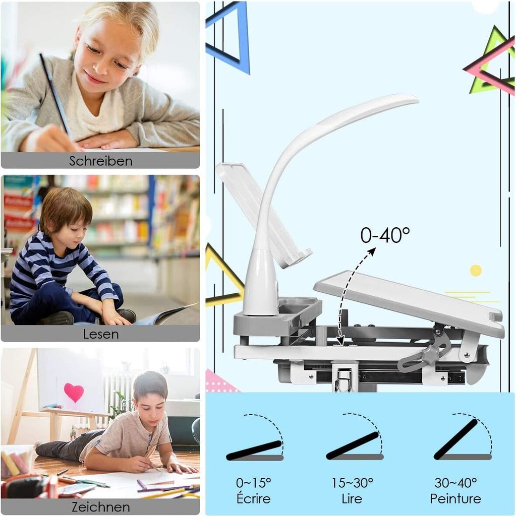 GOPLUS Kinderschreibtisch mit stuhl Höhenverstellbar, Produktbild 5