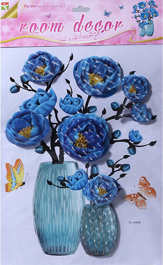 Vase Wandaufkleber Wasserdicht Schöne Simulation Schmetterling Blumenaufkleber DIY Dekoration Abnehmbare 3D Aufkleber DIY Fenster Schlafzimmer Dek...