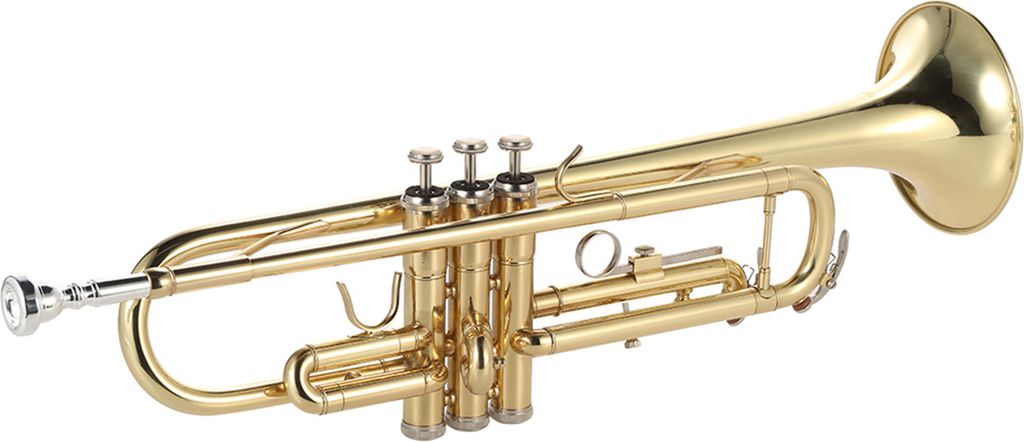 Ammoon Trompete Bb B flach Messing Gold lackiert Exquisite dauerhafte Musikinstrument mit Mundstš¹ck  Handschuhe Strap Fall