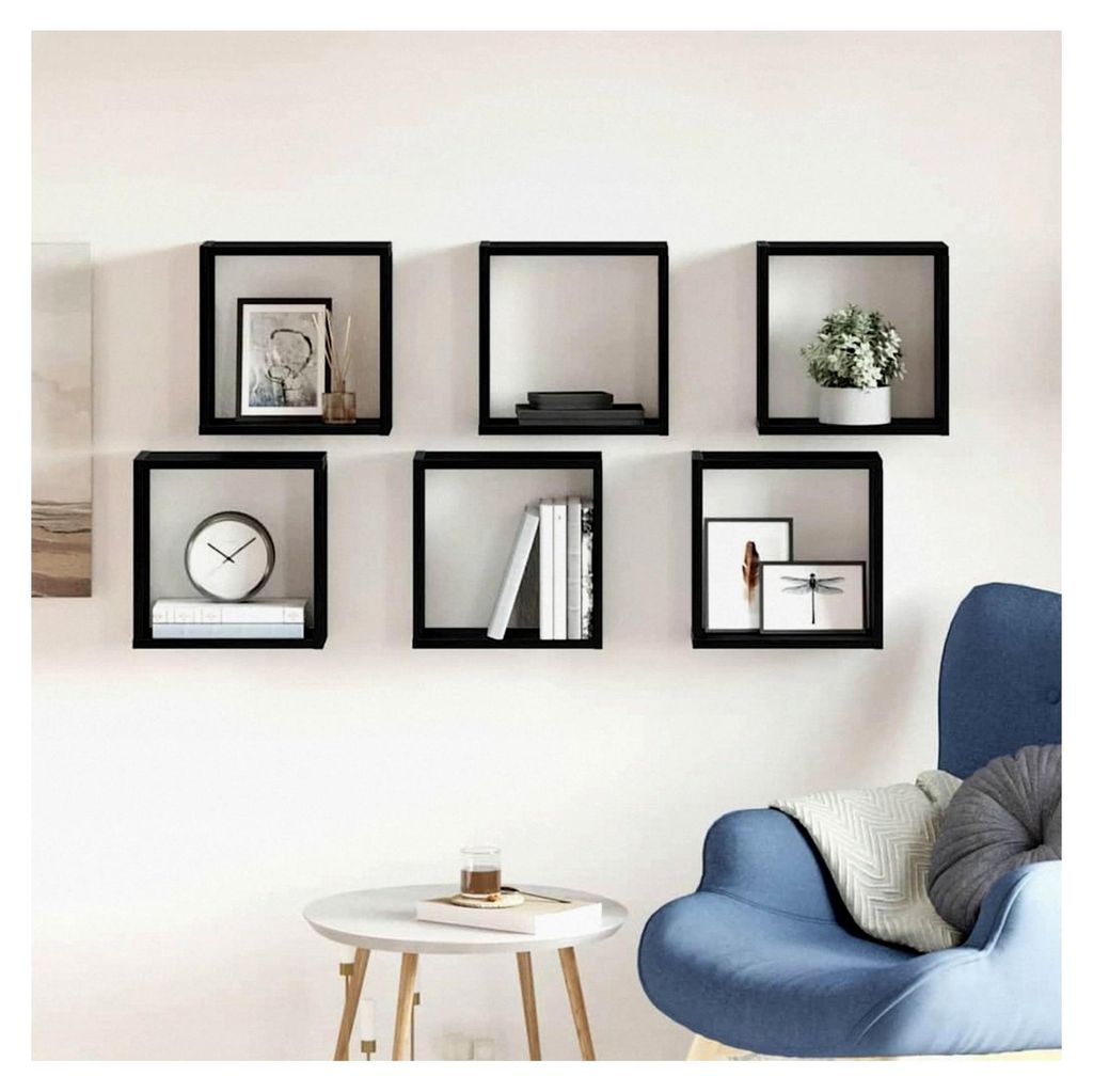 Würfel-Wandregale 6 Stück Schwarz Eichen-Optik 30x15x30 cm