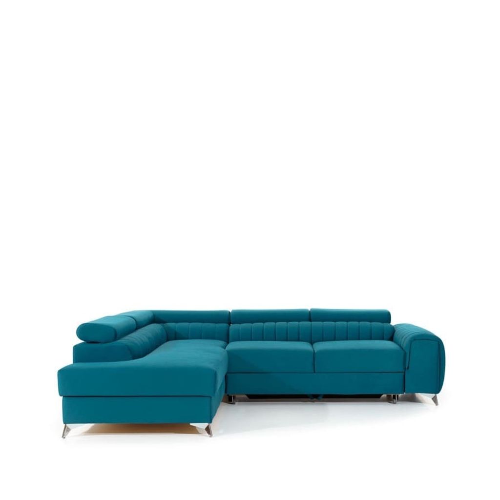 Ecksofa mit Schlaffunktion und Bettkasten, Couch für Wohnzimmer, Schlafsofa Sofagarnitur L-Form Wohnlandschaft mit Bettfunktion 278x92x205 cm OLIV...
