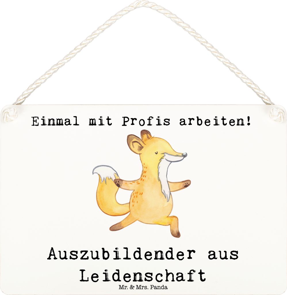 Mr. & Mrs. Panda Schild Auszubildender Leidenschaft DIN A6 - Weiß - Geschenk, Lustig, kleine aufmerksamkeit, holzbild, Preis, Azubi, wandtafel, T...