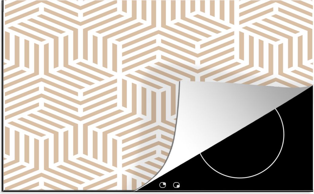 KitchenYeah Herdabdeckplatte Beige - Geometrie - Muster - Abstrakt , 81x52cm, Küche Deko, Glaskeramikkochfeld Herdabdeckung, Abdeckplatte fùr K...