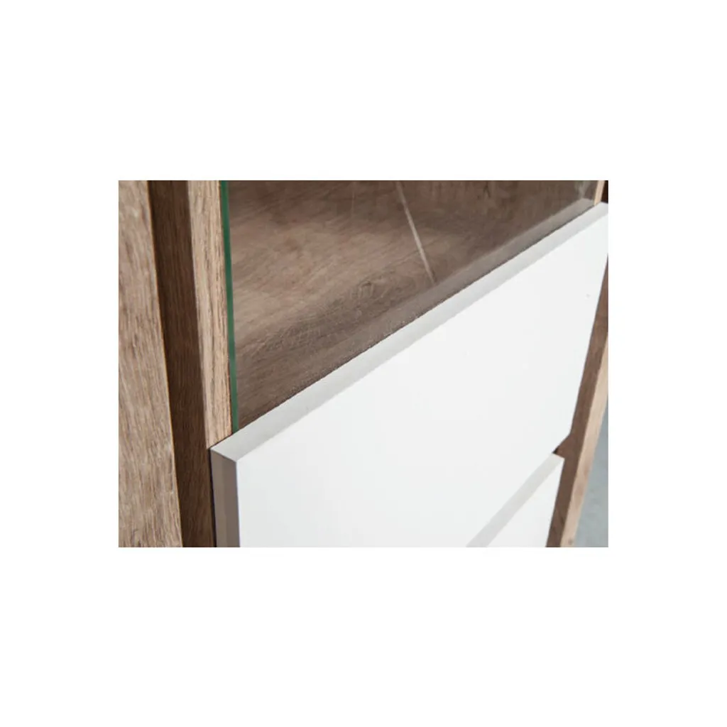 Argentier vitré blanc brillant et bois DURAZNO 3 avec LED - 4