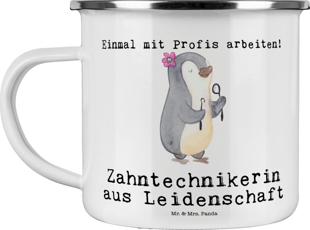 Mr. & Mrs. Panda Pott Zahntechnikerin Leidenschaft - Weiß - Geschenk, Tasse Emaille, Reisebecher, Teetasse, Kaffeepott