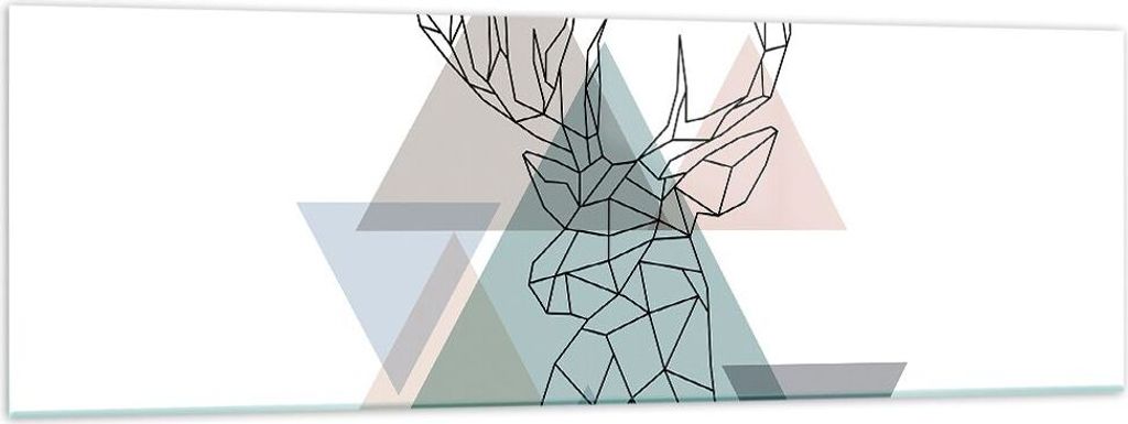 Bilder auf glas - Hirsch Abstraktion - 160x50cm - Glasbilder - Wandbilder - Kunstdruck - zum Aufhängen bereit - Wanddekoration aus Glas - Glas Bil...