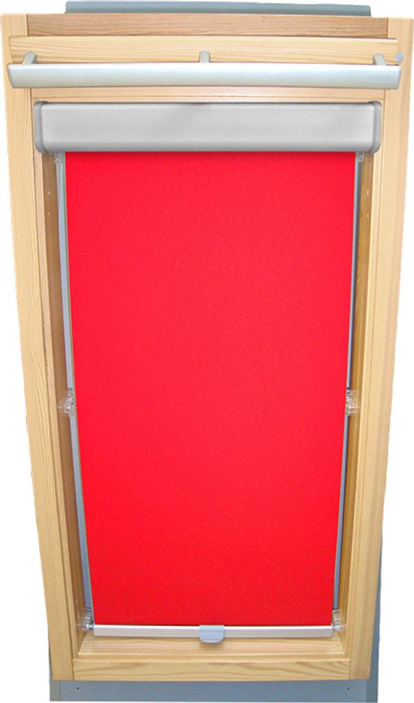 Rollo für VELUX Dachfenster THERMO Komfort Premium mit Blende und Haltekrallen VK/VE/VS - 067 Typ I - Baujahr ab März 1984 - Rot/Signalrot