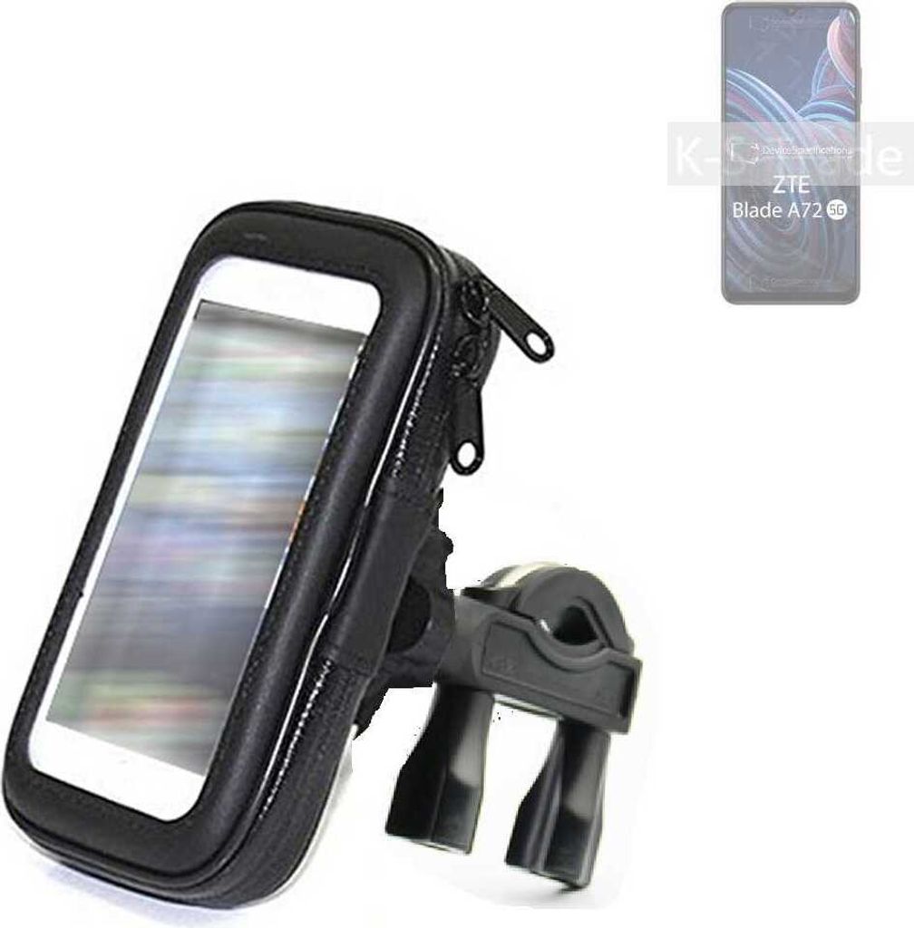 K-S-Trade Fahrrad-Halterung kompatibel mit ZTE Blade A72 5G Handy-Halterung Halter Lenkstange Fahrradhalterung Motorrad Bike Mount Wasserabweisend