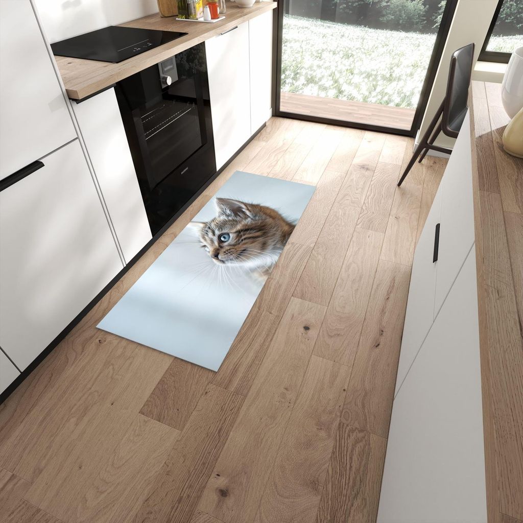 Küchenteppich 60x150cm rutschfest & abwischbar PVC Läufer - Kätzchen22
