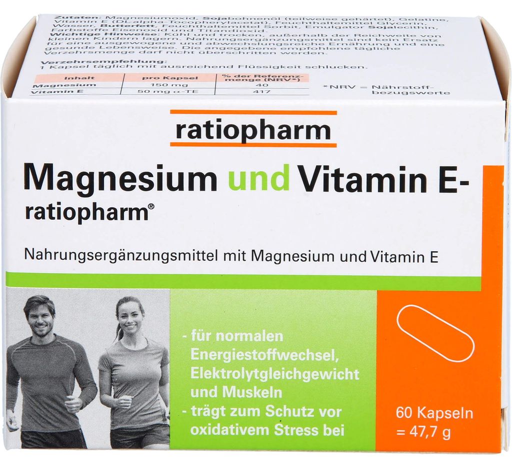 Magnesium und Vitamin E-ratiopharm Kapseln, 60 St. Kapseln Produktbild 