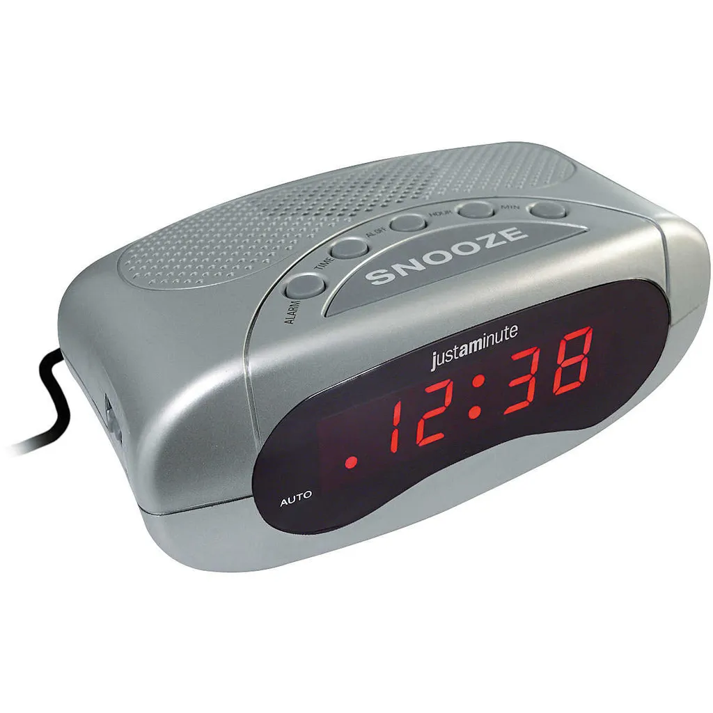 Réveil de chevet lumineux pour senior Lowell Justaminute EH49101 argent