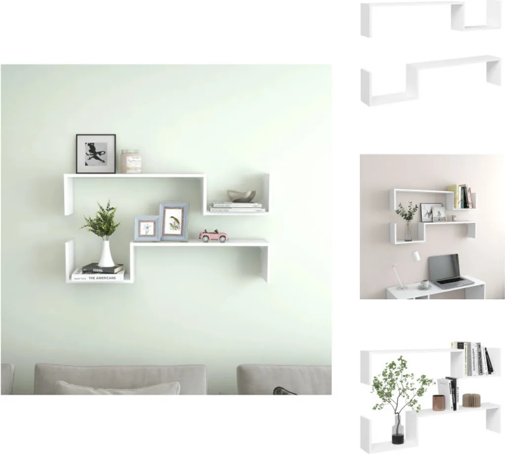 vidaXL Mensole Parete 2 pz Bianco 100x15x20 cm Legno - Arredo Moderno