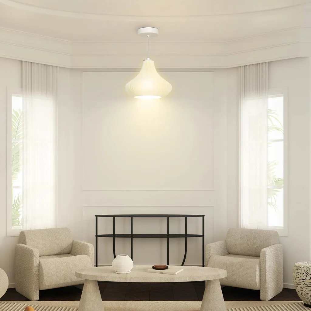 Plafonnier léger en ABS blanc facile à installer avec abat-jour imprimé 3D - 6